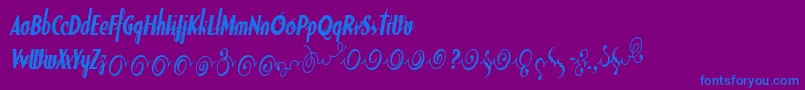 SodaScriptBoldExtras-Schriftart – Blaue Schriften auf violettem Hintergrund