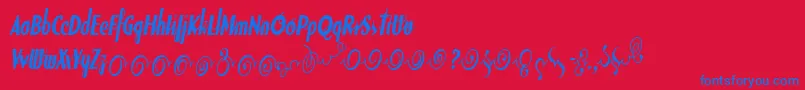 SodaScriptBoldExtras Font – Blue Fonts on Red Background