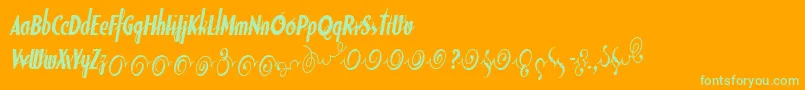 SodaScriptBoldExtras Font – Green Fonts on Orange Background