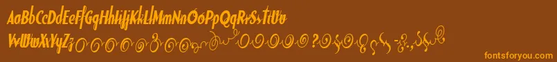 Lisätietoja SodaScriptBoldExtras-fontista SodaScriptBoldExtras-fontti – oranssit fontit ruskealla taustalla