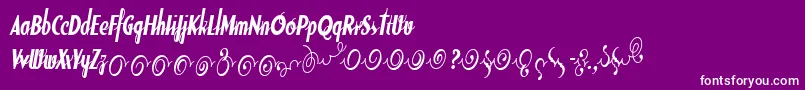 Czcionka SodaScriptBoldExtras – białe czcionki na fioletowym tle
