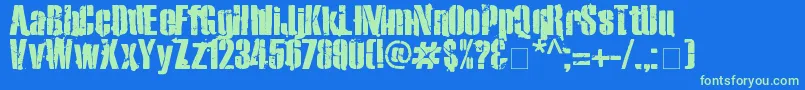 Exo2Stencil-fontti – vihreät fontit sinisellä taustalla