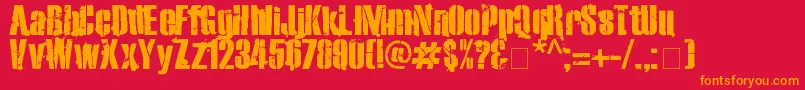 フォントExo2Stencil – 赤い背景にオレンジの文字