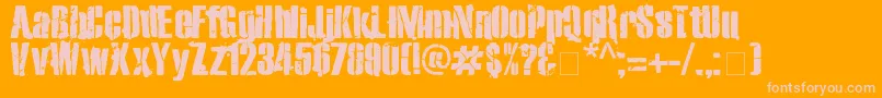 Exo2Stencil-Schriftart – Rosa Schriften auf orangefarbenem Hintergrund