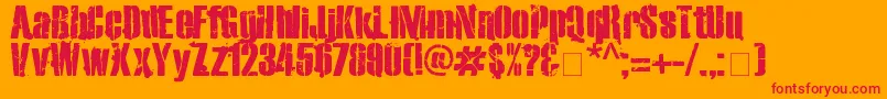フォントExo2Stencil – オレンジの背景に赤い文字