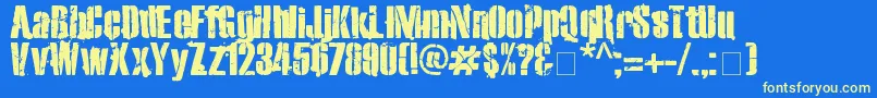 Exo2Stencil-Schriftart – Gelbe Schriften auf blauem Hintergrund