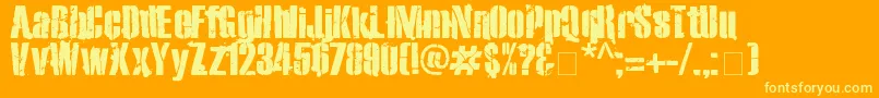 Exo2Stencil-Schriftart – Gelbe Schriften auf orangefarbenem Hintergrund