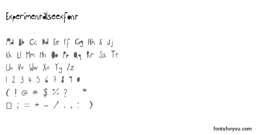 Czcionka Experimentalseexfont – alfabet, cyfry, specjalne znaki