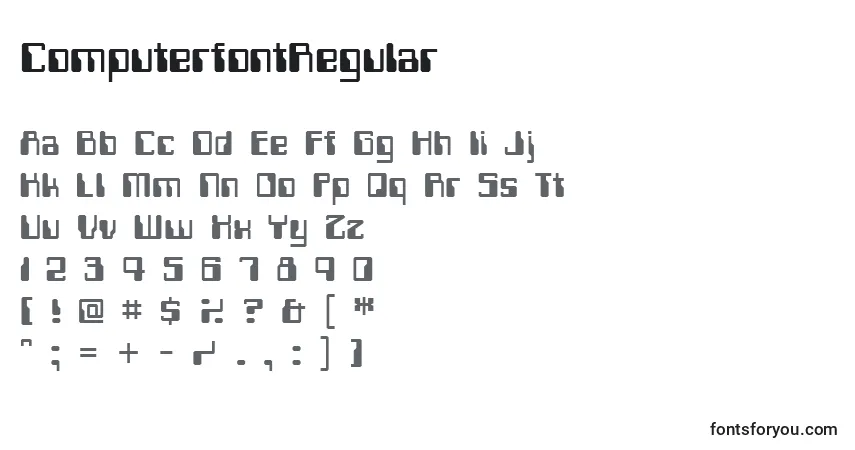 A fonte ComputerfontRegular – alfabeto, números, caracteres especiais