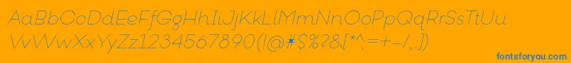 GoeslimItalic-Schriftart – Blaue Schriften auf orangefarbenem Hintergrund