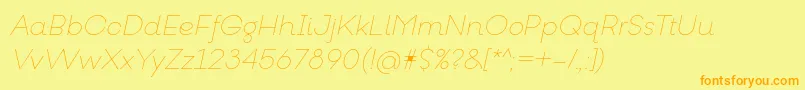 フォントGoeslimItalic – オレンジの文字が黄色の背景にあります。