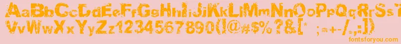 フォントSoulmission – オレンジの文字がピンクの背景にあります。