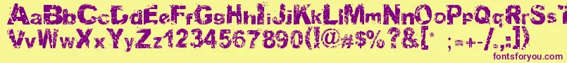 Soulmission-Schriftart – Violette Schriften auf gelbem Hintergrund
