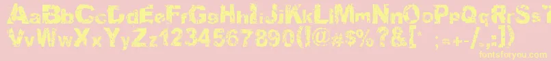 Soulmission-Schriftart – Gelbe Schriften auf rosa Hintergrund