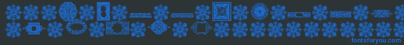 Saiba mais sobre a fonte VintageDecorativeSigns8 Fonte VintageDecorativeSigns8 – fontes azuis em um fundo preto