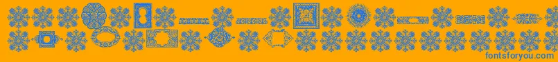 Więcej informacji o czcionce VintageDecorativeSigns8 Czcionka VintageDecorativeSigns8 – niebieskie czcionki na pomarańczowym tle