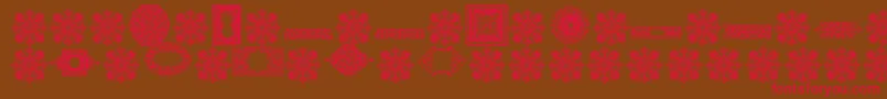 フォントVintageDecorativeSigns8 – 赤い文字が茶色の背景にあります。