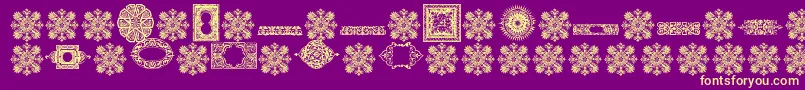 フォントVintageDecorativeSigns8 – 紫の背景に黄色のフォント