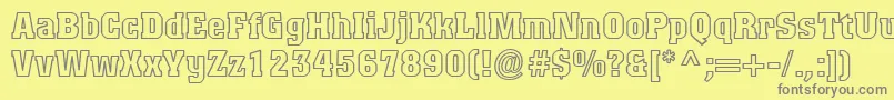 フォントTitanicOutline – 黄色の背景に灰色の文字