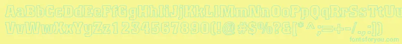 TitanicOutline-Schriftart – Grüne Schriften auf gelbem Hintergrund
