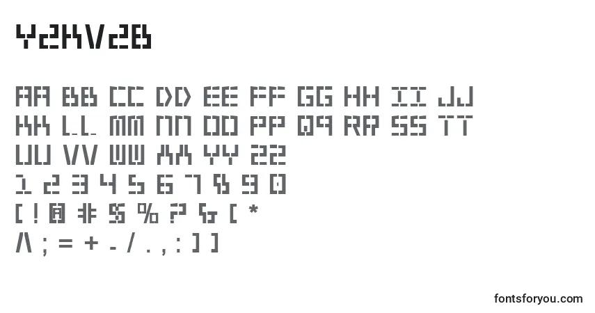 Schriftart Y2kv2b – Alphabet, Zahlen, spezielle Symbole