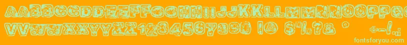 Balagan Font – Green Fonts on Orange Background