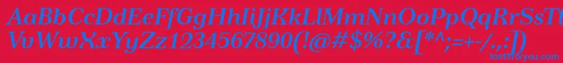 フォントTusarBolditalic – 赤い背景に青い文字