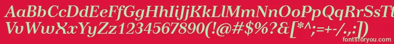 フォントTusarBolditalic – 赤い背景に緑の文字