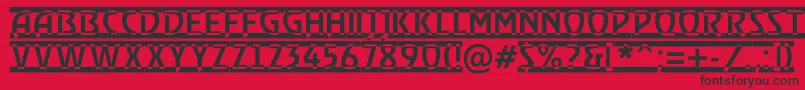 フォントRewindertitulrwdRegular – 赤い背景に黒い文字
