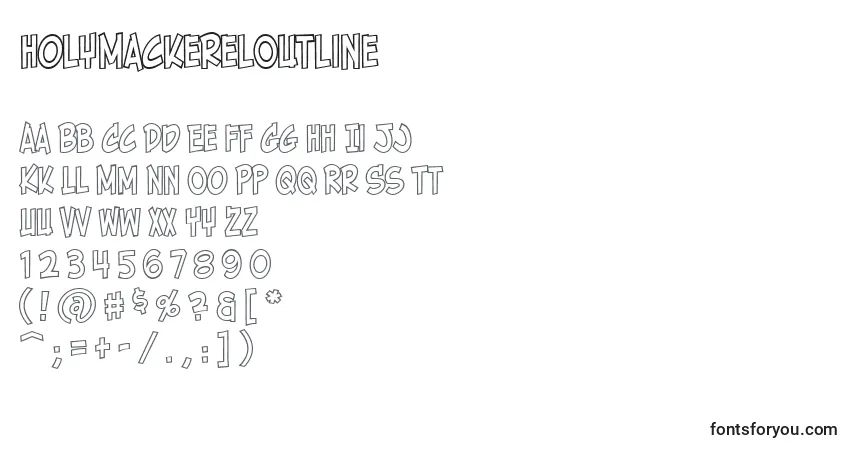 Шрифт HolyMackerelOutline – алфавит, цифры, специальные символы