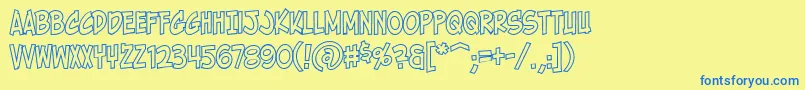 HolyMackerelOutline Font – Blue Fonts on Yellow Background
