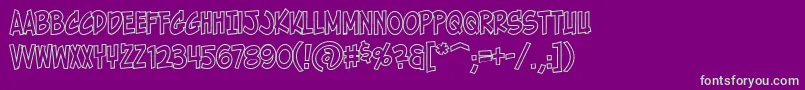 HolyMackerelOutline Font – Green Fonts on Purple Background