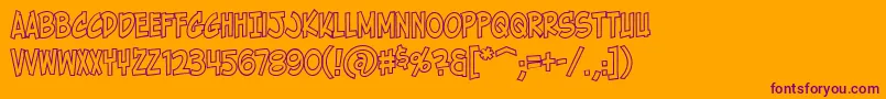 HolyMackerelOutline-Schriftart – Violette Schriften auf orangefarbenem Hintergrund