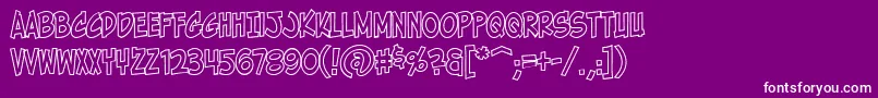 Więcej informacji o czcionce HolyMackerelOutline Czcionka HolyMackerelOutline – białe czcionki na fioletowym tle
