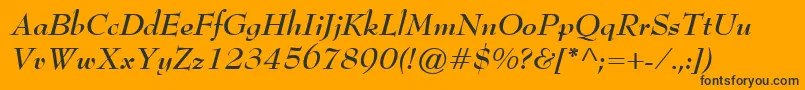 BernhardModernBoldItalic-Schriftart – Schwarze Schriften auf orangefarbenem Hintergrund