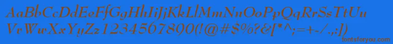 BernhardModernBoldItalic Font – Brown Fonts on Blue Background