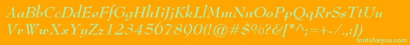BernhardModernBoldItalic Font – Green Fonts on Orange Background
