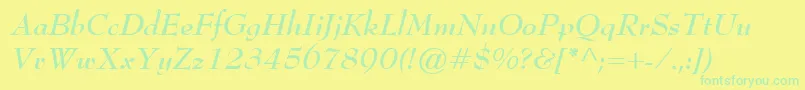 BernhardModernBoldItalic Font – Green Fonts on Yellow Background