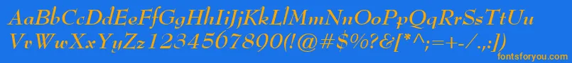 Шрифт BernhardModernBoldItalic – оранжевые шрифты на синем фоне