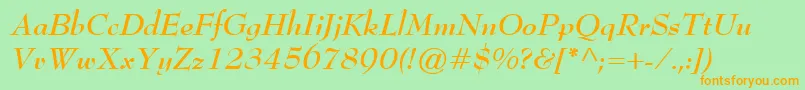 BernhardModernBoldItalic Font – Orange Fonts on Green Background