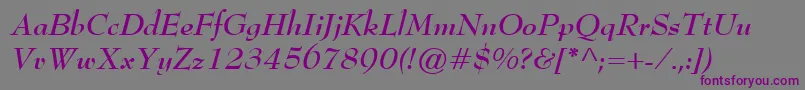 BernhardModernBoldItalic-fontti – violetit fontit harmaalla taustalla