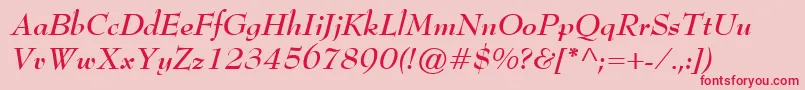 BernhardModernBoldItalic Font – Red Fonts on Pink Background