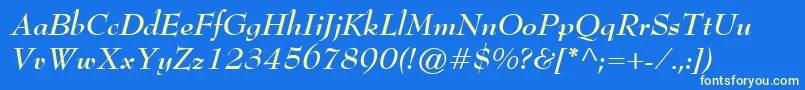 BernhardModernBoldItalic Font – Yellow Fonts on Blue Background