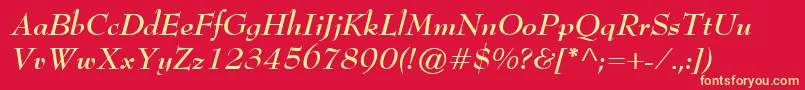 BernhardModernBoldItalic Font – Yellow Fonts on Red Background