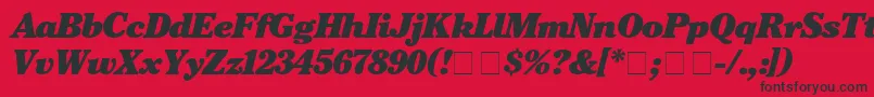 Czcionka CheltenhamBlackitalic – czarne czcionki na czerwonym tle