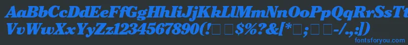 Fonte CheltenhamBlackitalic – fontes azuis em um fundo preto
