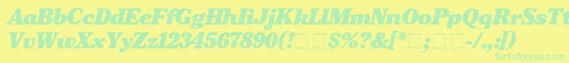 CheltenhamBlackitalic Font – Green Fonts on Yellow Background
