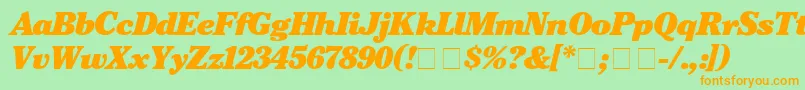 Fonte CheltenhamBlackitalic – fontes laranjas em um fundo verde