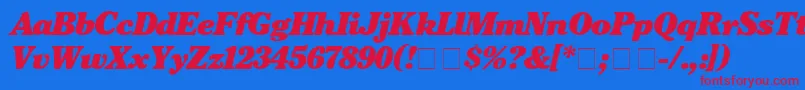 Czcionka CheltenhamBlackitalic – czerwone czcionki na niebieskim tle