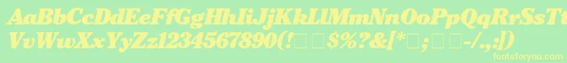 CheltenhamBlackitalic-fontti – keltaiset fontit vihreällä taustalla
